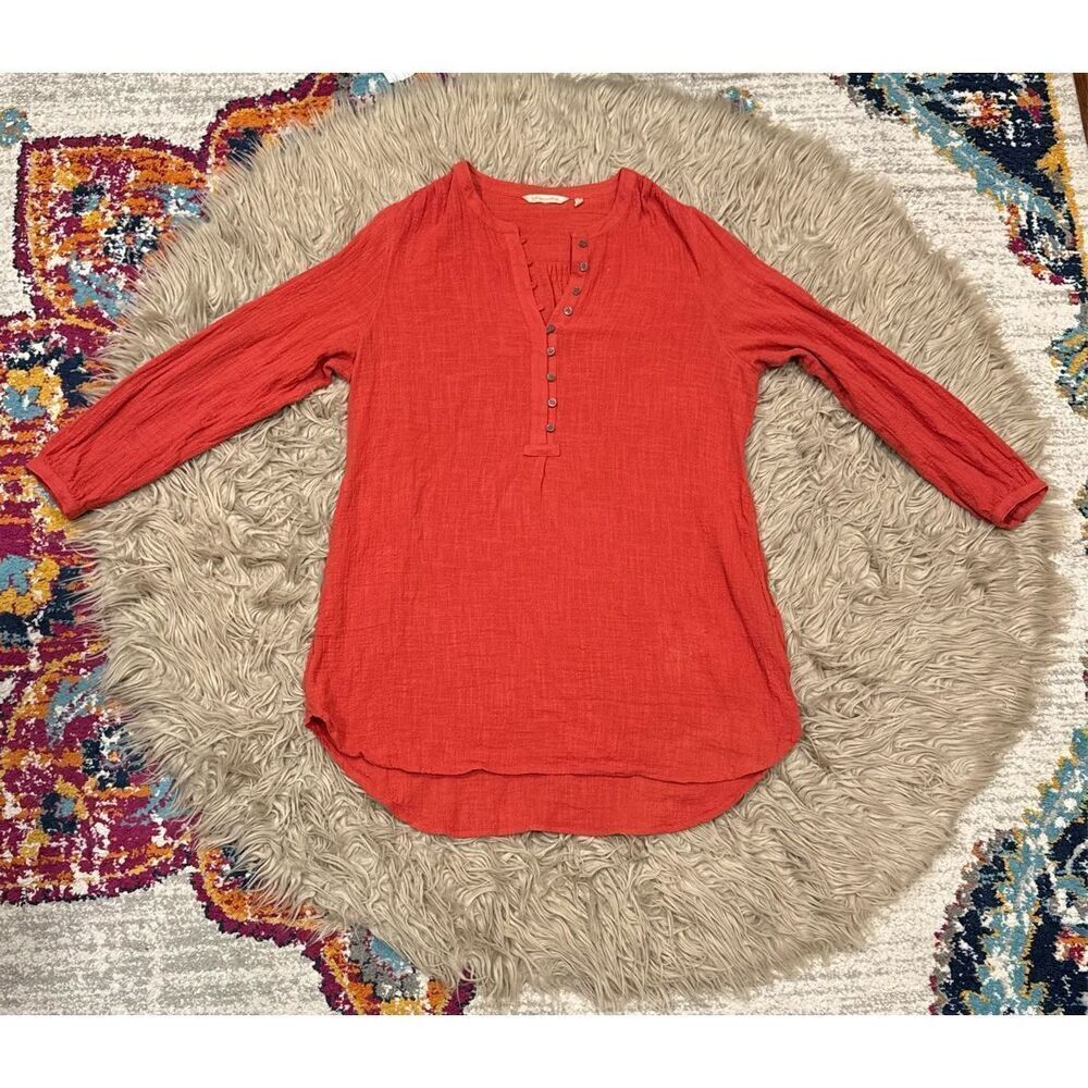 Soft Surroundings partial button-down blouse size large 